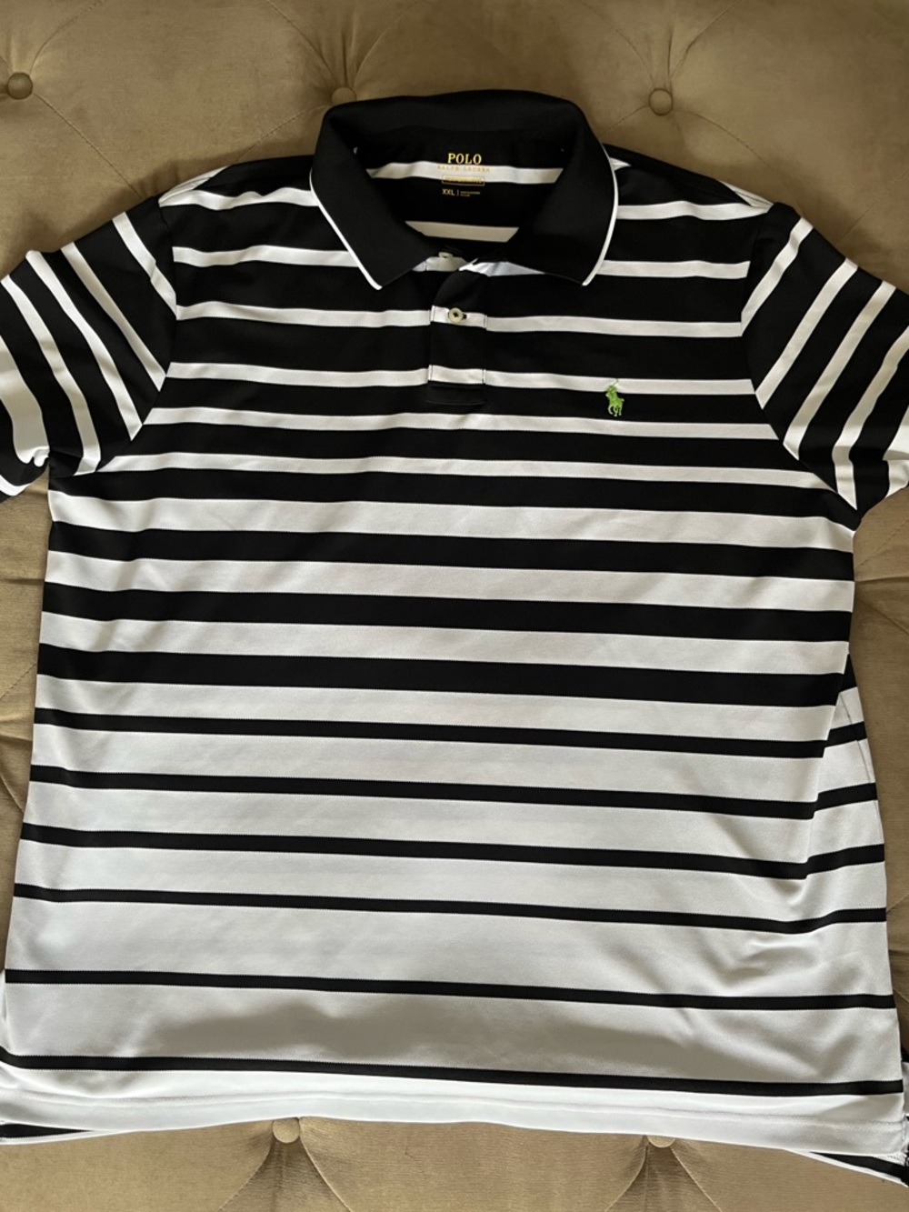 Polo by Ralph Lauren Black & White Striped Polo Shirt size xxl